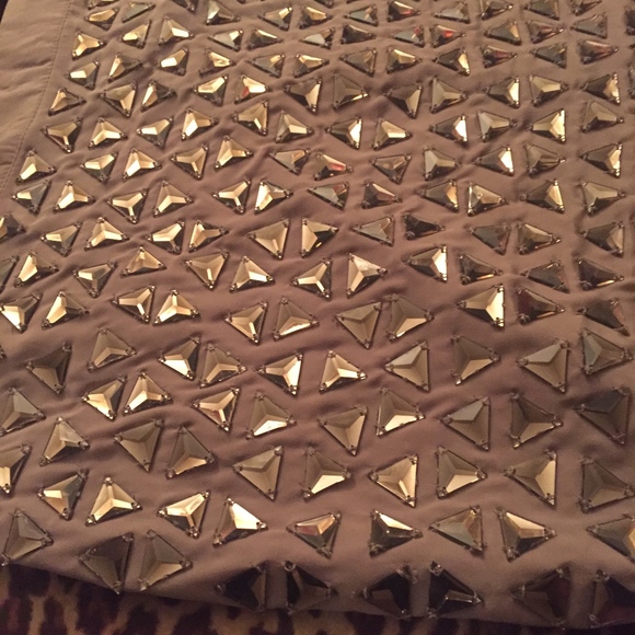 Topshop Lavender Grey Toned Mini Short Skirt with Jems Stones Sz US 10 - Picture 2 of 5